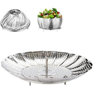 Panier Vapeur Inox 9 Cuit Vapeur Inoxydable pour Autocuiseur Panier pour Cuire &agrave; la Vapeur Fleur Marguerite Cuisson-Pliable