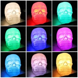 Tête De Mort Veilleuse Touch Control LumièreLampe LED colorée en forme de tête de mort avec télécommande et chargement USB