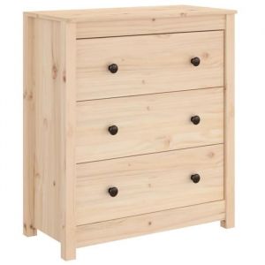 Buffet - Bois massif de pin - 70x35x80 cm - 2 portes - Style scandinave et moderne