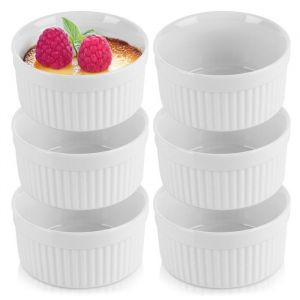 VILDE Lot de 6 Ramequin Moule 10x5 cm - Résistants à la chaleur - passe au lave-vaisselle et micro-ondes - Blanc