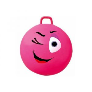 Gros Ballon sauteur Hop 65 cm visage clin doeil rose - Grand format XXL - Avec poignee - Gym enfant 8 ans et plus - 80 Kg max
