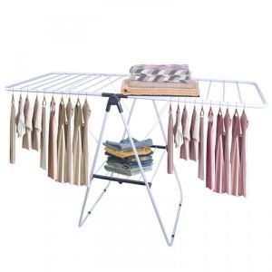 B.LIVEM Sechoir à Linge Pliable Étendoir Linge Interieur Pliable en Acier INOX 2 Niveaux Seche Linge Intérieur Extérieur