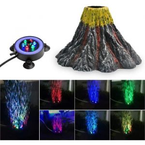 Kit de D&eacute;coration Volcan pour Aquarium - ZGEER - Lampe Bulle LED - Multicolore - Poisson deau froide