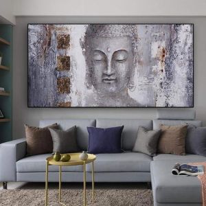Abstrait Bouddha Affiche Religieux Toile Tableau Art Peintures Decoration Murale pour Salon Chambre Tableau DIY Cadre bois