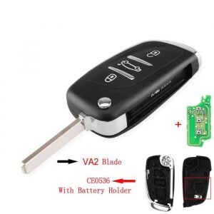 Coque cl&eacute;Dandkey cl&eacute; t&eacute;l&eacute;commande 433 boutons 407 Mhz (CE0536) transpondeur ID46 pliable non d&eacute;coup&eacute; - Type 3BT VA2 - Citroen