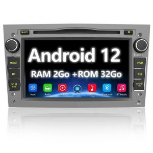 AWESAFE Autoradio Android 12 2Go+32Go CD/DVD pour Opel Voiture 7 Pouces unité de tête stéréo Voiture 2 Din GPS Navigateur Gris