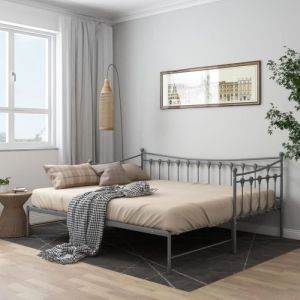 LEXLIFE Lit gigogne en Métal contemporain - l 90 x L 190 cm - Canapé Lit convertible polyvalent - Gris