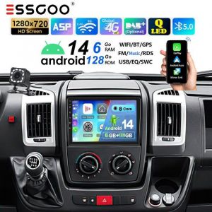 Autoradio 2 din - ESSGOO - Android 14 - 9 pouces - 6+128Go - Carplay - GPS - Fiat Ducato
