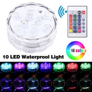Lampe LED Submersible - Multicolore - 10 LEDs - Étanche - Télécommande - Décoration Aquarium/Vase