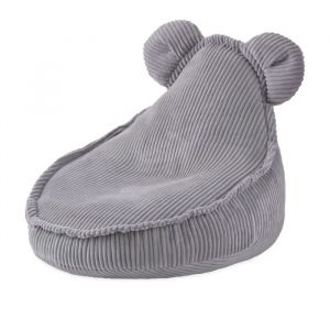 Fauteuil Pouf Siège Poire Oreilles dOurs pour Bébé Enfants pour la Chambre dEnfant MISIOO Huggy Bear Velours Côtelé Gris 68x45 cm