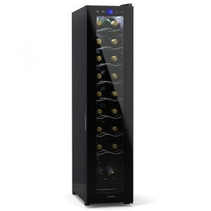 Klarstein Cave à Vin Cave de Conservation de 50L Porte en Verre 1 Zone Frigo Vin Armoire a Vin 18 Bouteilles Noir