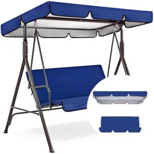 Toit de Rechange Imperméable pour Balancelle de Jardin 3 PlacesToit Balancelle en Tissu Polyester Imperméable/Anti-UVBleu