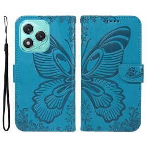 Papillons Housse Pour Honor 400 Lite Etui Portefeuille Antichoc Housse avec Porte-Cartes Fonction de Support Bleu