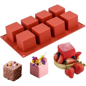 Moule silicone carré 3D 51x51cm moules à dessert pour gâteau gelée savon 8 alvéoles
