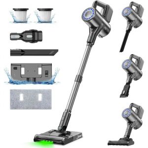 S7PLUS Aspirateur Balai sans Fil avec Fonction Nettoyage 2 en 1 Aspirateur sans Fil Puissant 35Kpa Lumi&egrave;re LED Verte