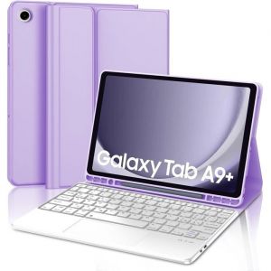 Clavier avec trackpad pour tablette Samsung - WOOPSO - Azerty - D&eacute;tachable - Touchpad - Violet clair - Bluetooth