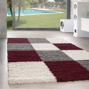 Designer Haut fleuri tapis de salon Shaggy Langfleuri Karzred motif rouge gris blanc [160x230 cm rouge]
