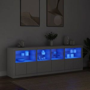 SALE 2026 Armoire/Cabinet &agrave; tiroirs Blanc - Buffet avec lumi&egrave;res LED blanc 202x37x67cm PRO419623714