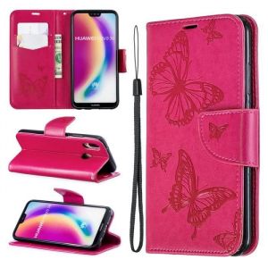 Etui Huawei P20 lite 5.84 Housse en Cuir Magnetique Papillon Etui pour Huawei P20 lite 5.84[Emplacements Cartes] Rose