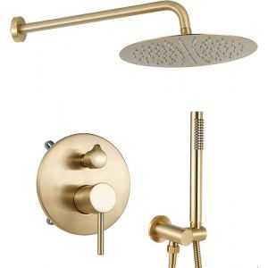 Ensemble de douche encastrable dor&eacute; bross&eacute; 12 Douche &agrave; Encastrer avec Douchette &agrave; Mains Syst&egrave;mes de douche