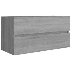 609193& Armoire sous vasque - Haut de gamme - Sonoma gris 90x385x45 cm - Bois - Panneaux de particules