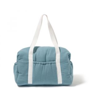 MAÏKA Sac à langer Dusty Azur bleu tendance gaufré