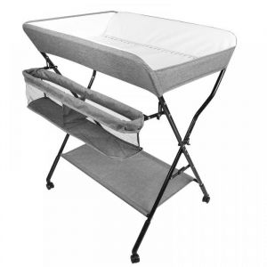 B.LIVEM Table à langer pliable Gris avec sac de rangement PVC imperméable + tissu Oxford 3 hauteurs réglables
