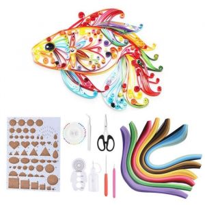 ARAMOX kits de bricolage de papier quilling 14PCS Paper Quilling DIY Kits avec 6 couleurs Quilling Strips DIY Crafts Tool Set