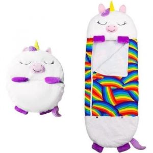 Mignon Sac de Couchage dessin anime Licorne Enfant Duvet avec Oreiller 180x70cm pour Happy Nappers Blanc-ZZX12