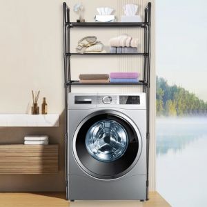 SUPFINE Colnne WC Meuble de Rangement Machine a Laver &Eacute;tag&egrave;re de Rangement &agrave; 3 Niveaux au-Dessus des Toilettes
