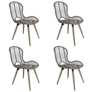 Bonne qualité - Chaises à manger - Style vintage - lot de 4 - marron rotin naturel48x64x85 cm DECO M5144516