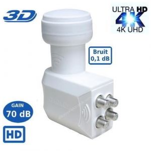 LNB Quad SR-4088 0.1dB High Gain 70 DB !! - Tête Parabole Universelle Compatible Full HD 4K TNTSATCanal+ Astra et FRANSAT