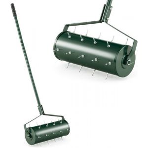 GOPLUS Scarificateur Manuel avec 27 Dents-Scarificateur à Main avec Tambour Lesté-Aérateur Métallique pour Gazo/Pelouse