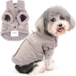 Manteau dhiver pour petit chien - VETOBIOL - Doubl&eacute; en polaire - Coupe-vent - Gris - S - Facile &agrave; enfiler