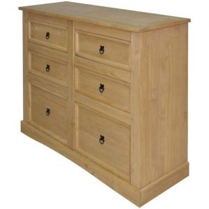 Buffet - VIDAXL - Gamme Corona - Pin massif ciré - 6 tiroirs