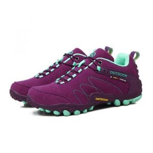 Chaussure de Randonnée Femme en Suédé Cuir - Violet - Marche Voyage
