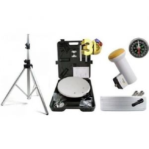 KIT CAMPING CAR Parabole 35 CM + Trepied + LNB + C&acirc;ble 10M + Boussole