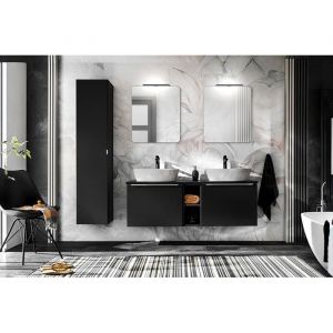 Meuble Salle de Bain - OTITEC - Bold Black - 160 cm - Double Vasque - Noir Mat