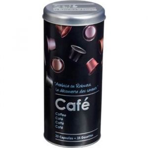 Boîte à Capsules de Café - PARIS PRIX - Relief II - Métal - Contenance 20 capsules / 25 dosettes - Noir