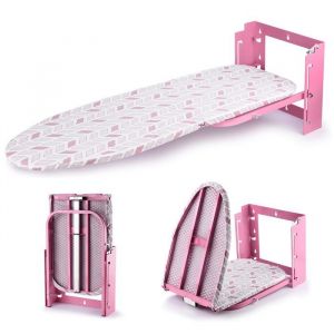 Planche à Repasser Murale 92x31cm Murale Peu encombrante - RÉGLAGE DE LA HAUTEUR - pour Fer à vapeur/électrique - Rose