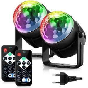 2 Pack Boule Disco Lumière Soirée Lampe de Scène Éclairage de Discothèque Projecteur Effet Spot Stade Télécommande