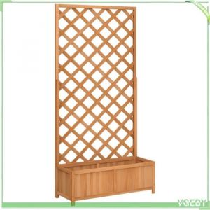 Jardini&egrave;re - V GEBY - Bois massif de sapin - Treillis pour plantes grimpantes - 90x35x180 cm