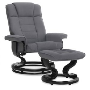 MCombo Fauteuil relax avec pouf 9019- Microfibre -Gris