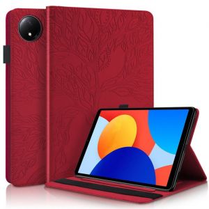 Coque pour Xiaomi Redmi Pad SE 8.7 Pouces 2024 avec Fente de Stylo Flip Cuir PU Tablet Housse avec Fonction Support &Eacute;tui Rouge