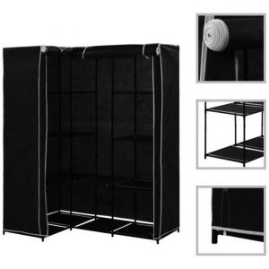 Penderie 169 x 87 x 129 cm Armoire de rangement dangle noire dressing penderie XXL tissu