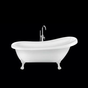 Baignoire ancienne RICHMOND 155 Blanche avec Pattes de lion blanches Noir