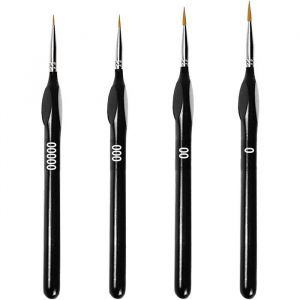 Lot de 4 Pinceaux &agrave; Poils Fins pour Peinture Acrylique Peinture &agrave; Lhuile Mod&eacute;lisme Peinture par Num&eacute;ro