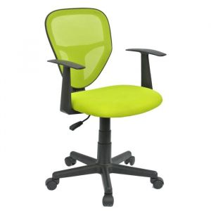 Chaise de bureau pour enfant STUDIO fauteuil pivotant et ergonomique avec accoudoirs siège à roulettes hauteur réglable mesh vert