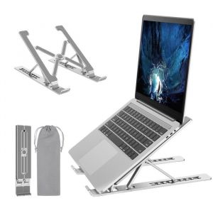 Support de Ordinateur Portable Support PC Portable Ventilé Laptop Stand Réglable Ergonomique Léger Table de Lit Pliable (10-17