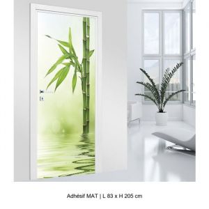 Stickers pour porte - Lumal&eacute;a - Bambou - Adh&eacute;sif MAT - Largeur 83 x Hauteur 205 cm